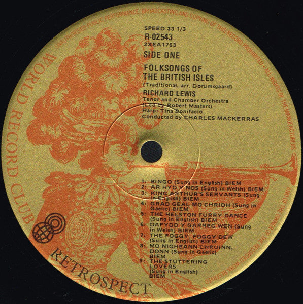 Richard Lewis (3) : Folksongs Of The British Isles (LP, Album, Mono, Club, RE)