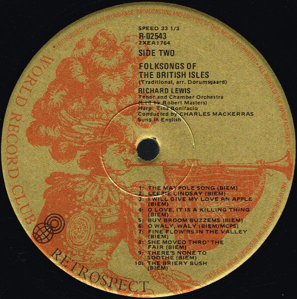 Richard Lewis (3) : Folksongs Of The British Isles (LP, Album, Mono, Club, RE)