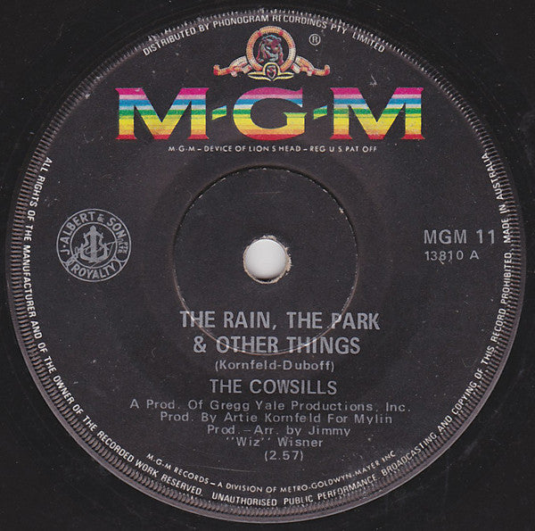 The Cowsills : The Rain, The Park & Other Things / River Blue (7")