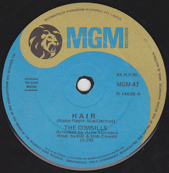 The Cowsills : Hair / What Is Happy? (7")