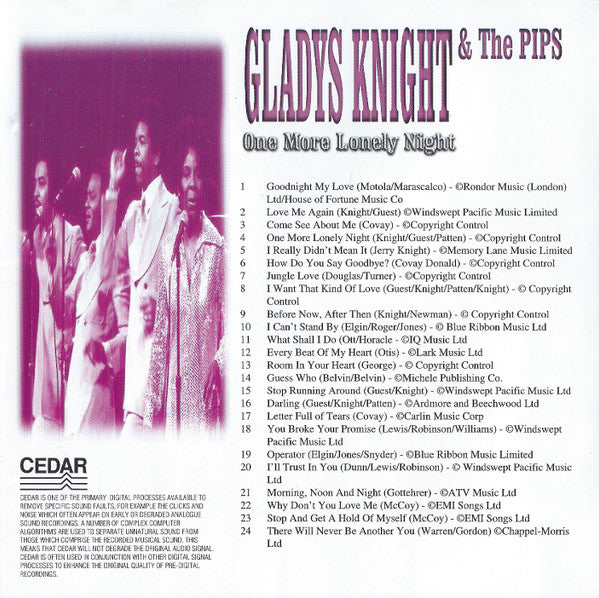 Gladys Knight And The Pips : One More Lonely Night (CD, Comp)