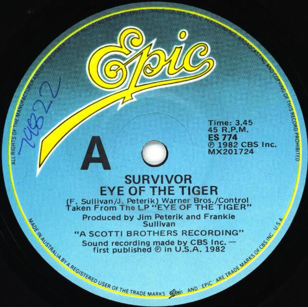 Survivor : Eye Of The Tiger (7", Single)