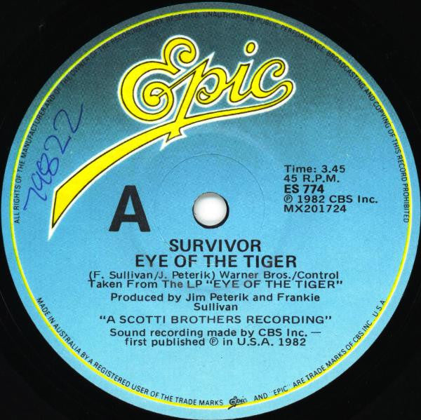Survivor : Eye Of The Tiger (7", Single)