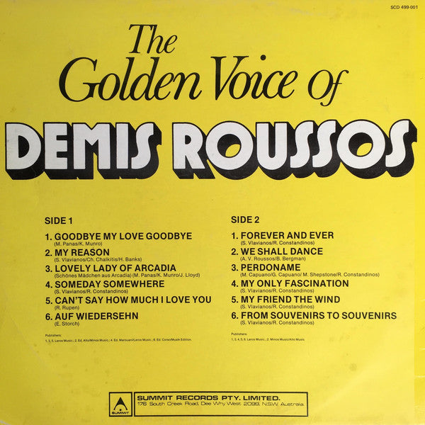 Demis Roussos : The Golden Voice Of Demis Roussos (LP, Comp)