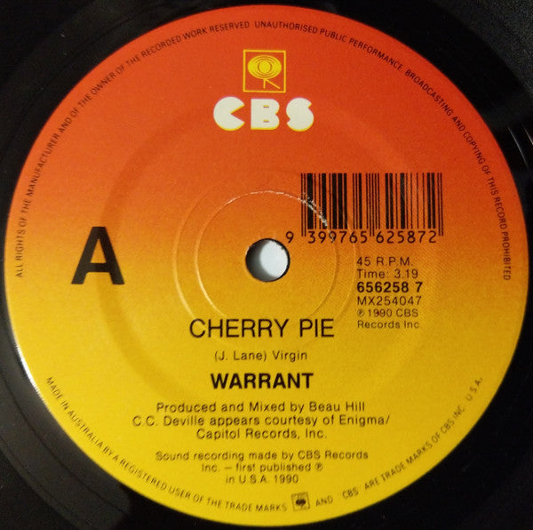 Warrant : Cherry Pie (7", Single)