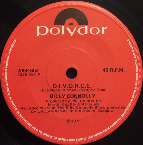 Billy Connolly : D.I.V.O.R.C.E / Cuckoo (7", Single)