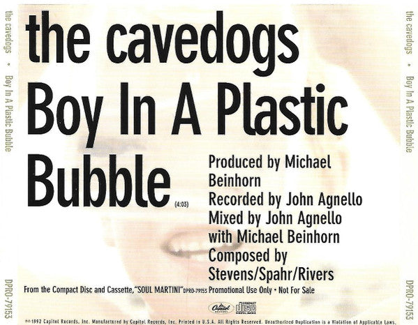 The Cavedogs : Boy In A Plastic Bubble (CD, Single, Promo)