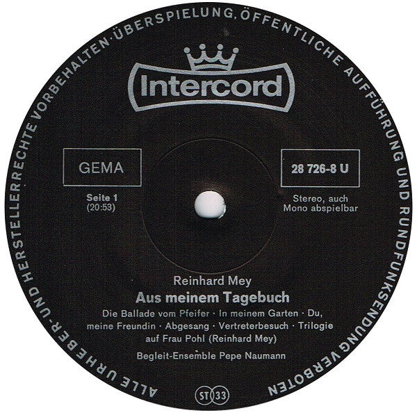 Reinhard Mey : Aus Meinem Tagebuch (LP, Album, RP)