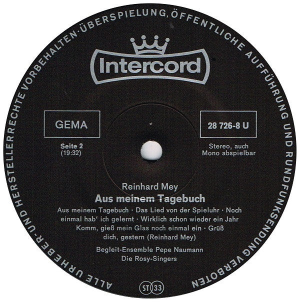 Reinhard Mey : Aus Meinem Tagebuch (LP, Album, RP)