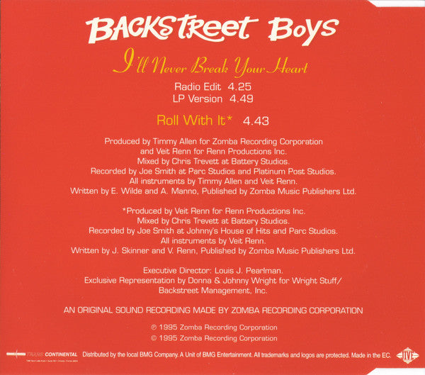 Backstreet Boys : I'll Never Break Your Heart (CD, Maxi)