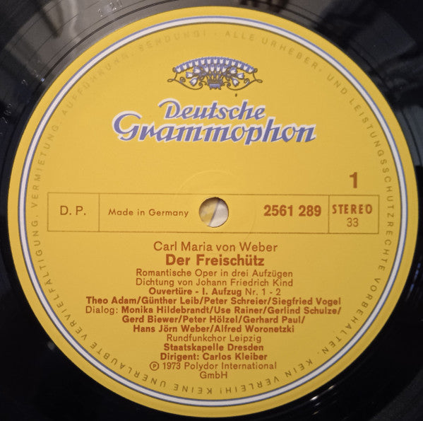 Carl Maria von Weber, Gundula Janowitz, Edith Mathis, Peter Schreier, Theo Adam, Staatskapelle Dresden, Carlos Kleiber : Der Freischütz (3xLP + Box)