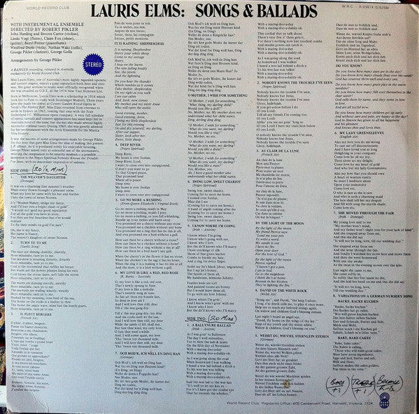 Lauris Elms : Songs And Ballads (LP, Album, Club)