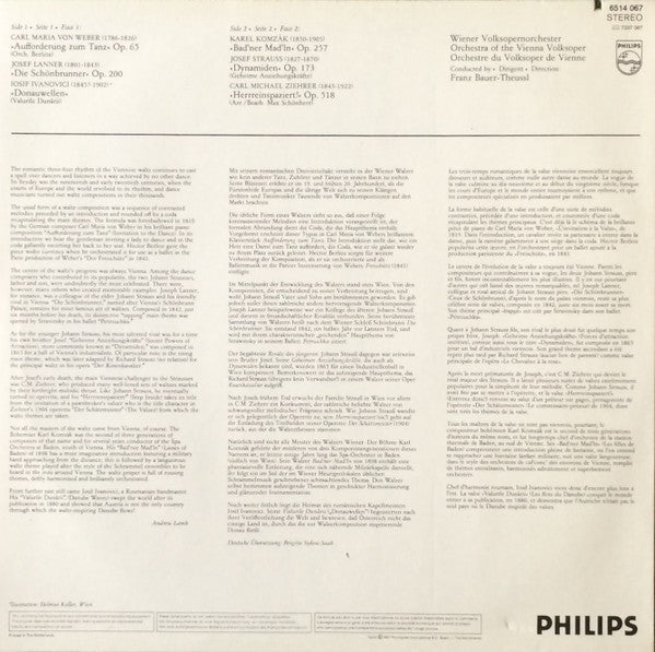 Wiener Volksopernorchester, Franz Bauer-Theussl : Famous Waltzes Volume 1 (LP)