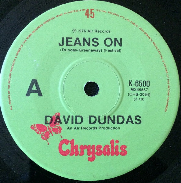David Dundas : Jeans On (7", Single)