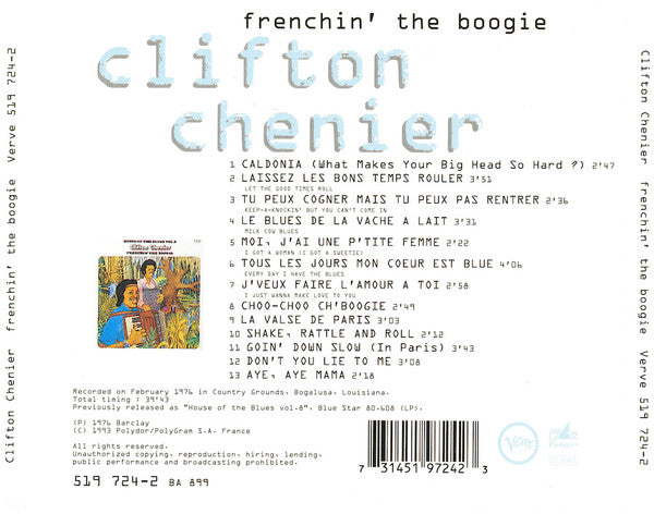Clifton Chenier : Frenchin' The Boogie (CD, Album, RE)