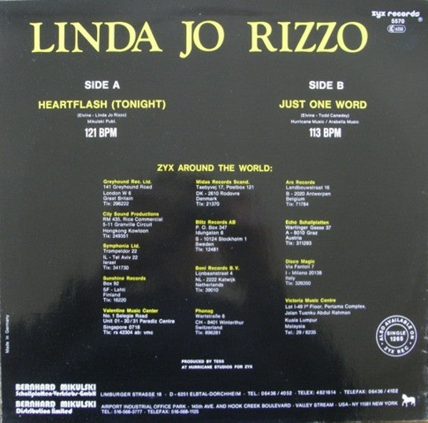 Linda Jo Rizzo : Heartflash (Tonight) (12", Maxi)