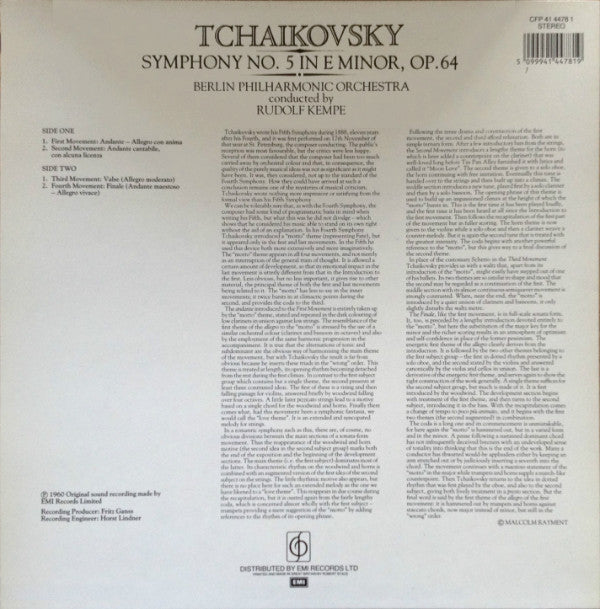 Rudolf Kempe, Berliner Philharmoniker, Pyotr Ilyich Tchaikovsky : Symphony No. 5  (LP, RE)