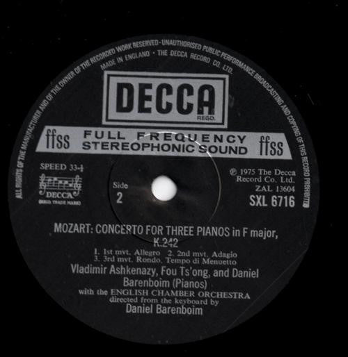 Mozart*, Ashkenazy*, Barenboim*, Fou Ts'Ong, English Chamber Orchestra : Concerto For Two Pianos, K.365, Concerto For Three Pianos, K.242 (LP, Nar)
