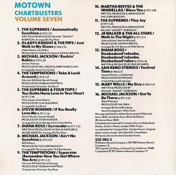 Various : Motown Chartbusters Volume 7 (CD, Comp)