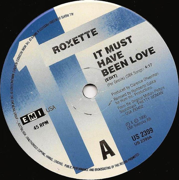 Roxette : It Must Have Been Love (7", Single)