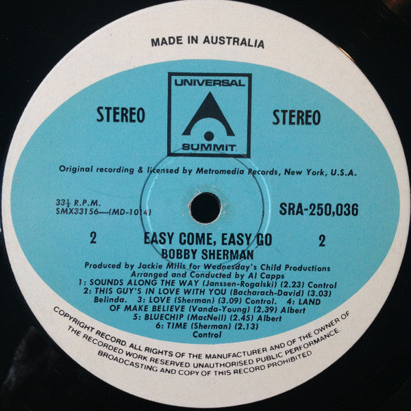 Bobby Sherman : Easy Come, Easy Go! (LP, Comp)