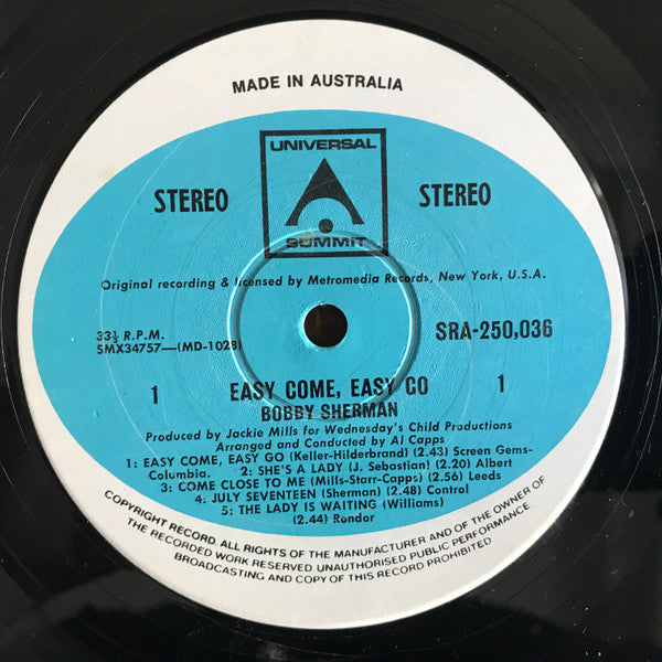 Bobby Sherman : Easy Come, Easy Go! (LP, Comp)