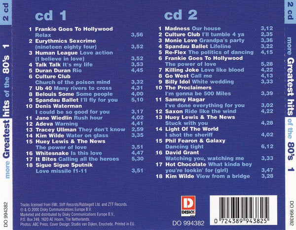 Various : More Greatest Hits Of The 80's 1 (2xCD, Comp)