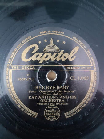 Ray Anthony & His Orchestra : Dragnet / Bye Bye Baby (Shellac, 10")