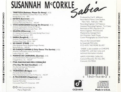 Susannah McCorkle : Sabia (CD, Album)