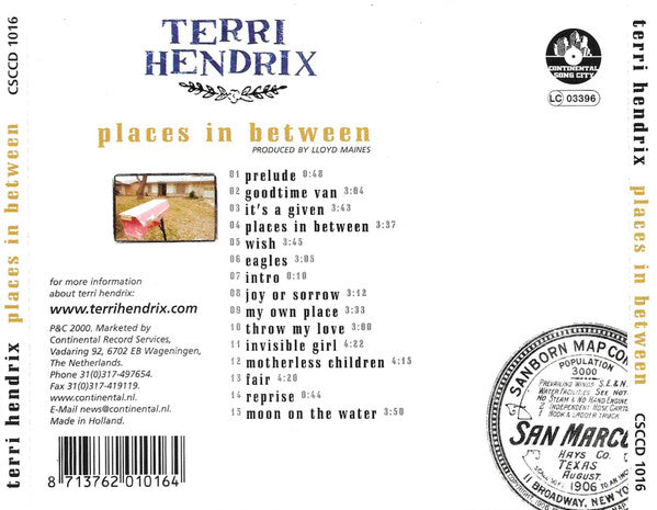 Terri Hendrix : Places In Between (CD, Album)