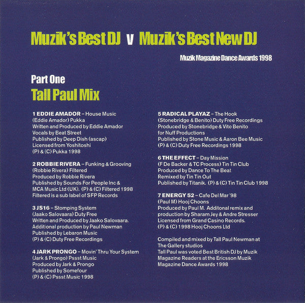 Tall Paul v Pure Science : Muzik's Best DJ Versus Muzik's Best New DJ (CD, Mixed)