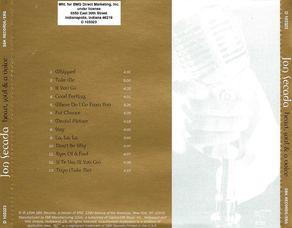 Jon Secada : Heart, Soul & A Voice (CD, Album, Club)