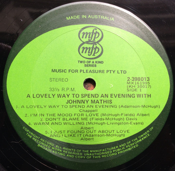 Johnny Mathis : A Lovely Way To Spend An Evening (2xLP, Comp)