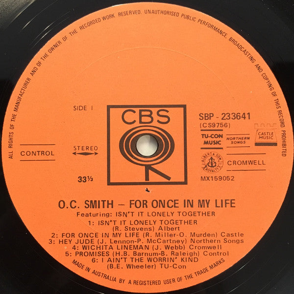 OC Smith : For Once In My Life (LP, Album)