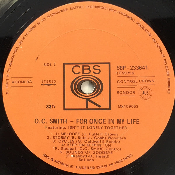 OC Smith : For Once In My Life (LP, Album)