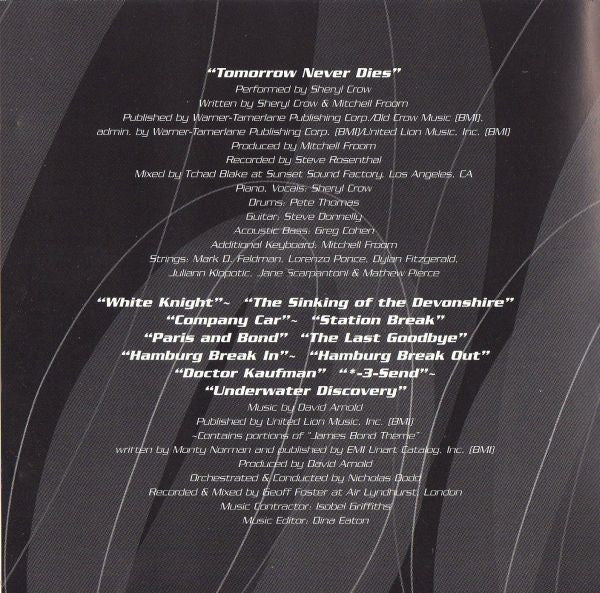 David Arnold : Tomorrow Never Dies (Music From The Motion Picture) (CD, Album, Comp)