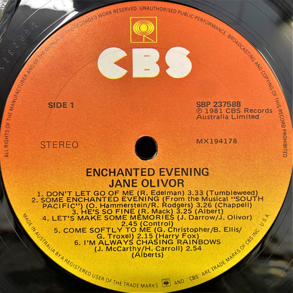 Jane Olivor : Enchanted Evening (LP, Album, Comp)