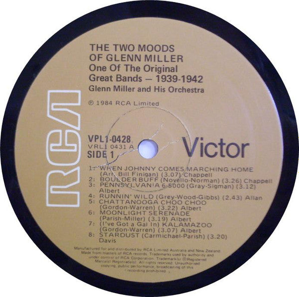 Glenn Miller And His Orchestra : The Two Moods Of Glenn Miller. One Of The Original Great Bands 1939-1942 (LP, Album, Comp)