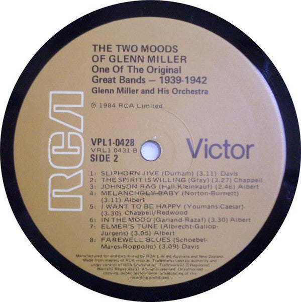 Glenn Miller And His Orchestra : The Two Moods Of Glenn Miller. One Of The Original Great Bands 1939-1942 (LP, Album, Comp)