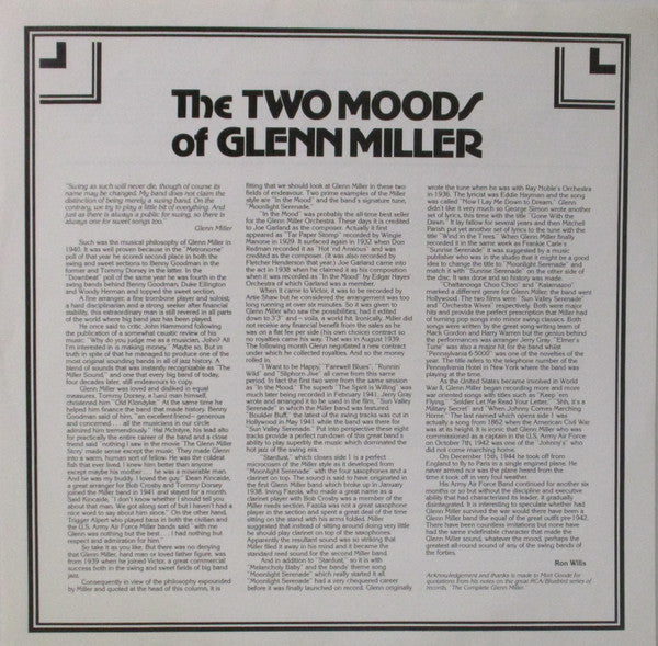 Glenn Miller And His Orchestra : The Two Moods Of Glenn Miller. One Of The Original Great Bands 1939-1942 (LP, Album, Comp)