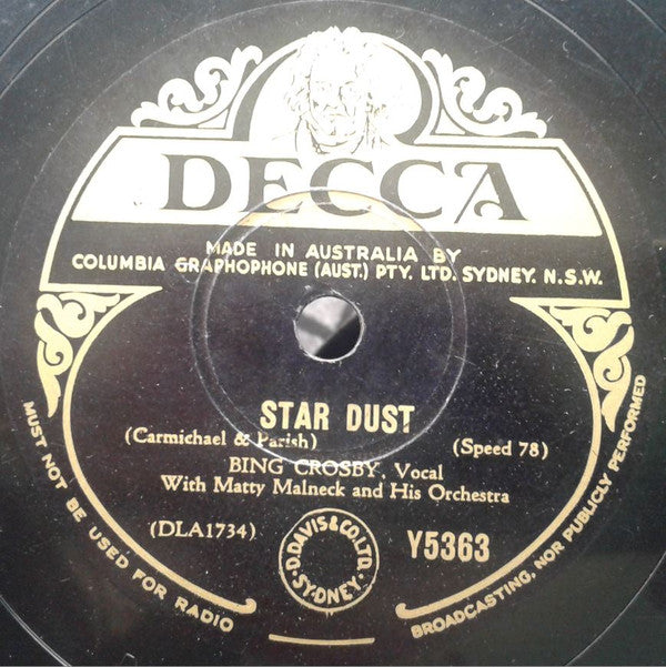 Bing Crosby : Deep Purple / Stardust (Shellac, 10")