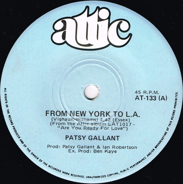Patsy Gallant : From New York To L.A. (7", Single)