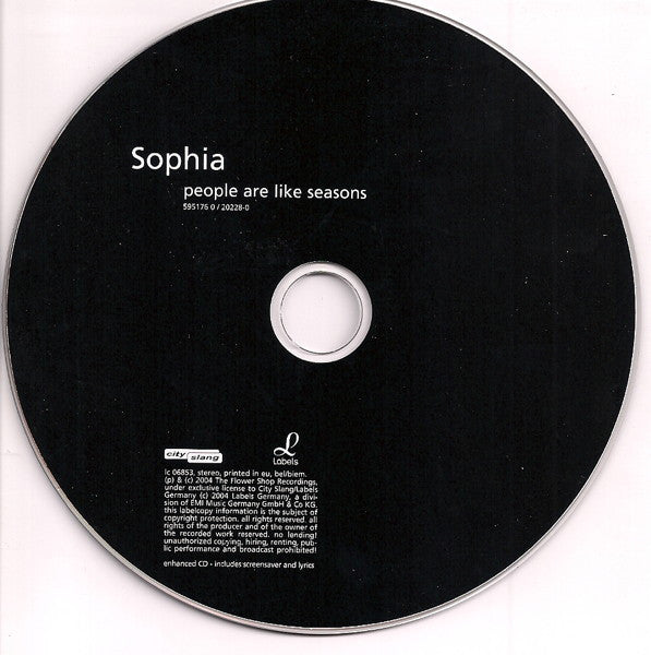 Sophia (3) : People Are Like Seasons (CD, Album, Enh)