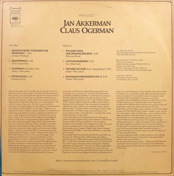 Jan Akkerman & Claus Ogerman : Aranjuez (LP, Album)