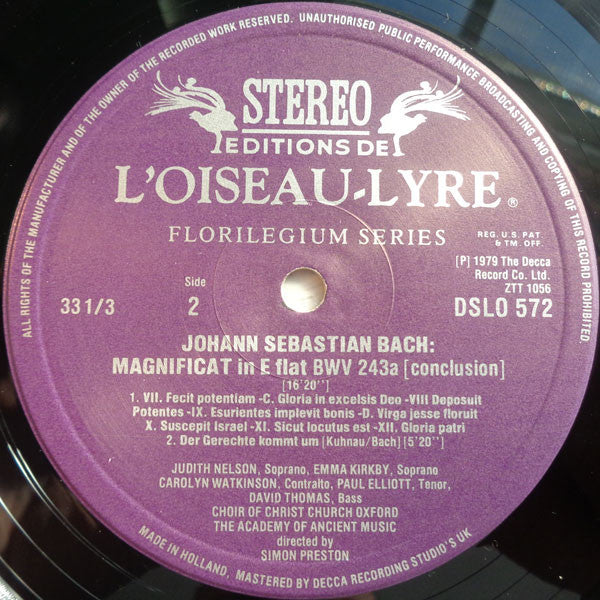Johann Sebastian Bach, The Choir Of Christ Church Cathedral, The Academy Of Ancient Music : Magnificat In E Flat Major 1723 (LP)