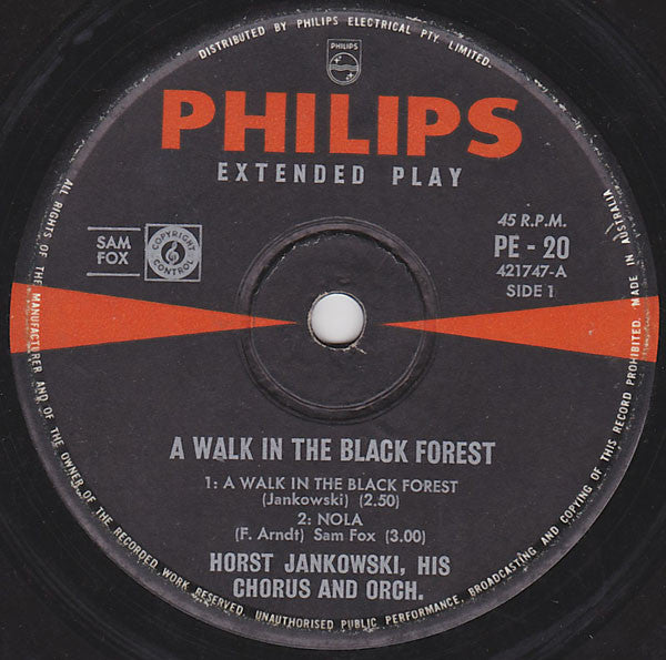 Horst Jankowski, His Chorus And Orch.* : A Walk In The Black Forest (7", EP)
