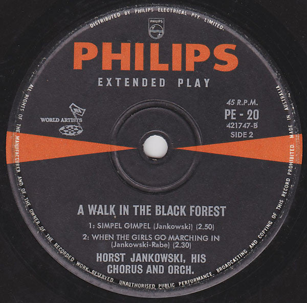 Horst Jankowski, His Chorus And Orch.* : A Walk In The Black Forest (7", EP)