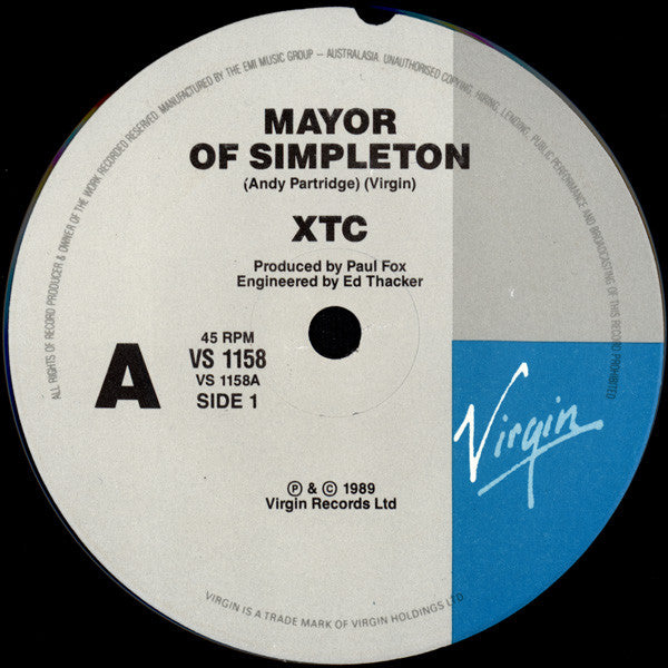 XTC : Mayor Of Simpleton (7", Single)