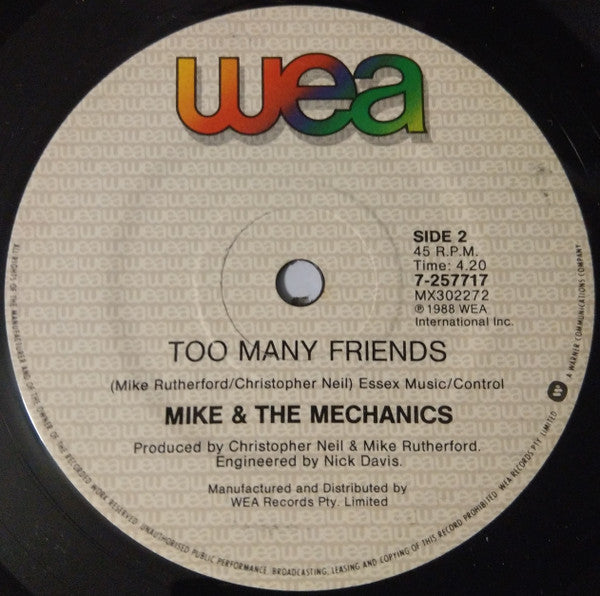 Mike & The Mechanics : The Living Years (7", Single, Pic)