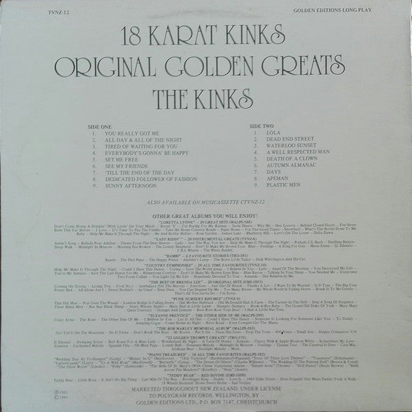 The Kinks : 18 Karat Kinks (LP, Comp, RE)
